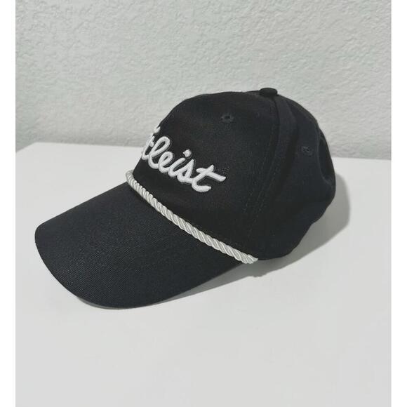 Fitleist Mens Golf Hat Adjustable Strap Black White Corded Embroidered One Size - Picture 2 of 10